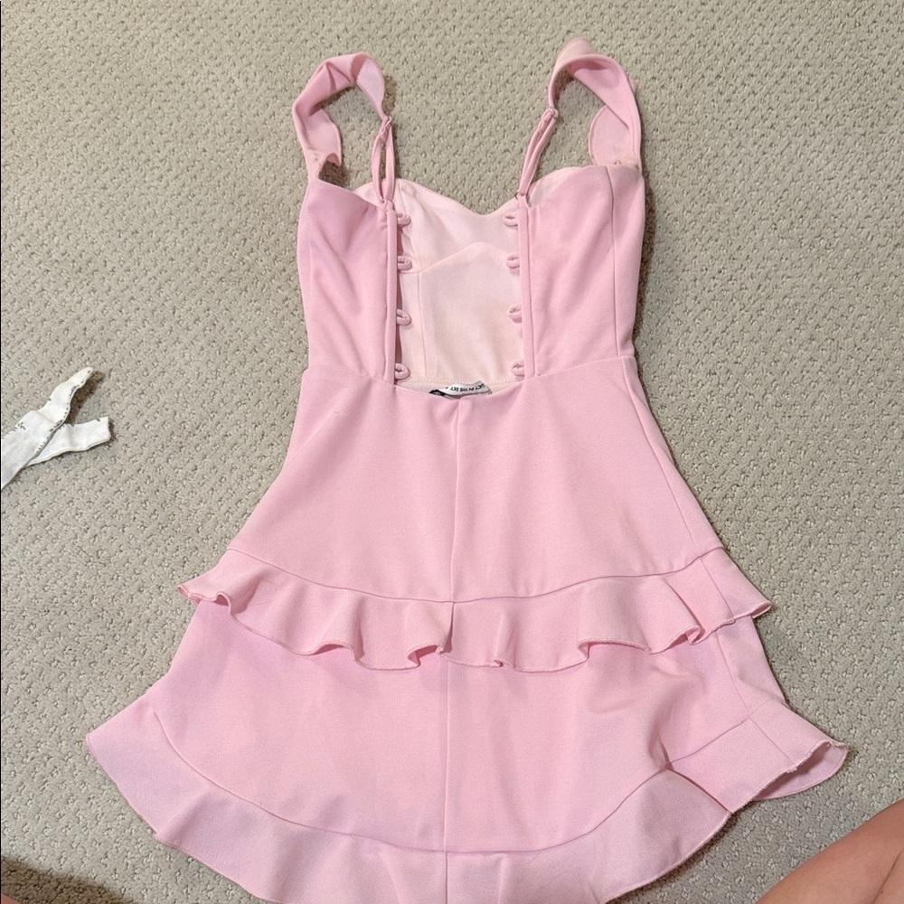 Lucy in the Sky Pink Ruffle Mini Dress - Picture 2 of 3